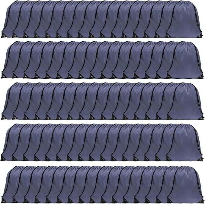 GoodtoU Nylon Backpacks - Drawstring Bags for Sport, Traveling, Team (Grey, 80Pcs)