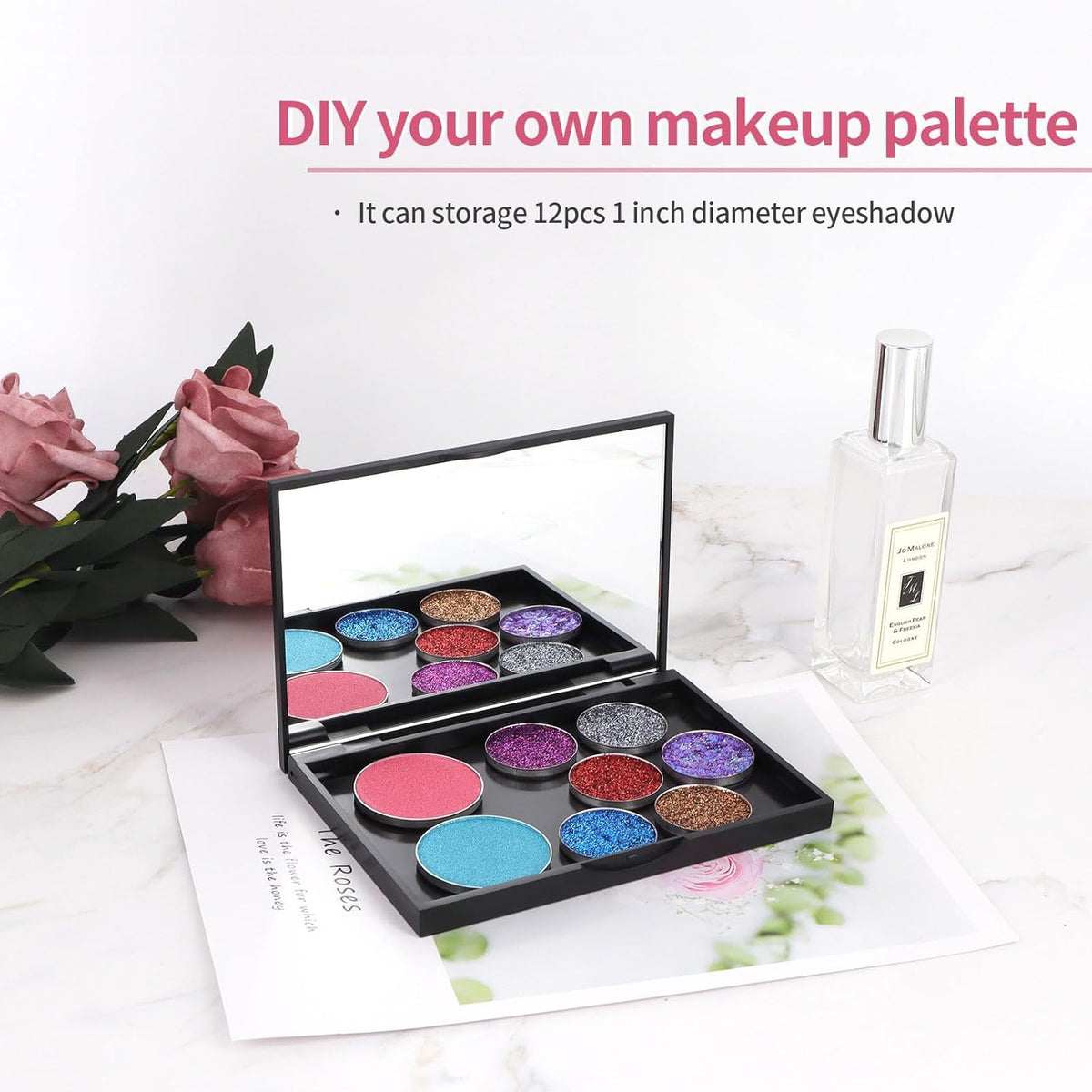 5 Pack Magnetic Makeup Palette with Mirror, Empty Cosmetics Dispensing Storage Box for Eyeshadow Lip Color Blush Powder Highlighter Contour(Small Palette - 4.92" x 3.38”)