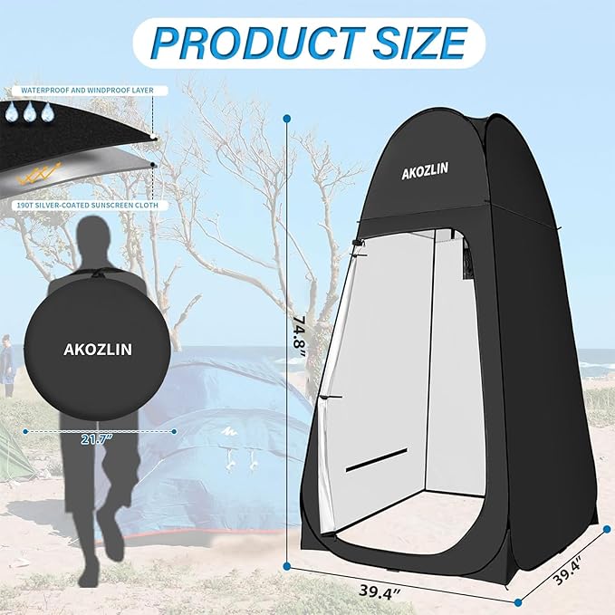 AKOZLIN Portable Pop Up Shower Tent Instant Privacy Dressing Changing Tent Outdoor Shower Room Camp Toilet Tent