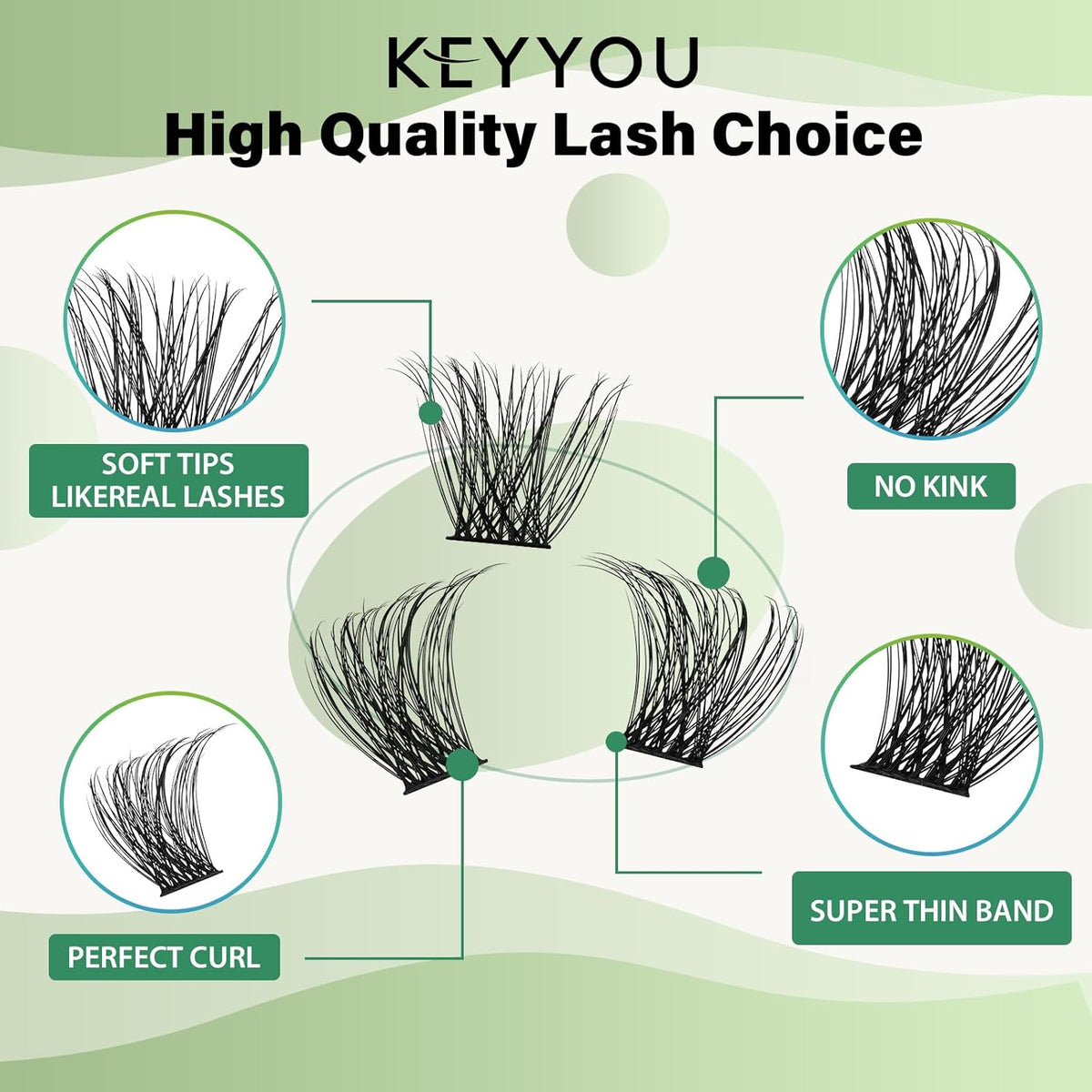 Lash Clusters 96pcs Eyelash Clusters D Curl 14mm Cluster Lashes KEYYOU Volume Wispy Lash Extension Soft&Comfortable Easy DIY at Home(Y23,D-14mm)