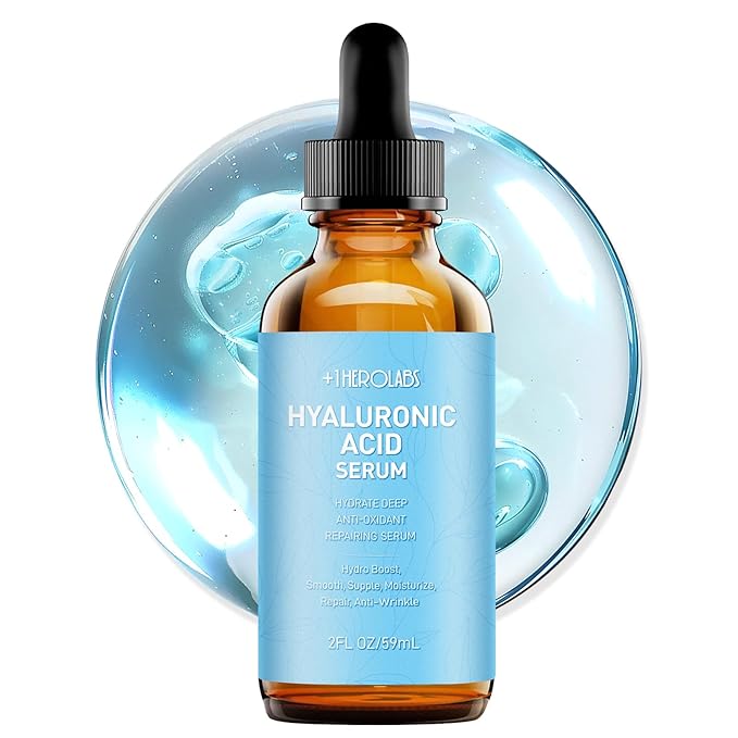 Hyaluronic Acid Serum for Face with Vitamin B5, C, E & Niacinamide, Hydrating & Plumping Face Serum for Sensitive Skin, Fragrance-Free 2 Fl Oz