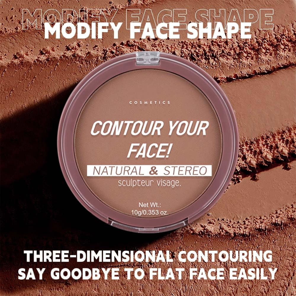Natural Matte Neutral Brown Cream Contour Palette – Lightweight, Blendable Monochrome Powder, Base for All Skin Tones, Face Makeup for Women & Men, Vegan,Cruelty-Free, Paleta de Contorno en Crema Mate