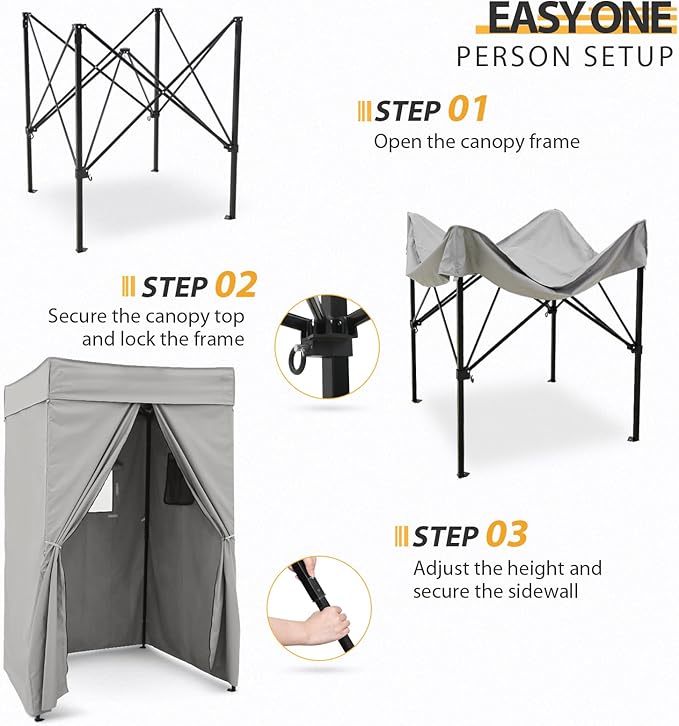 EAGLE PEAK Flex Compact 4x4 Pop-up Canopy Changing Room, Portable Privacy Dressing Room for Indoor Fashion Photoshoots, Camping, or Pool, Gray
