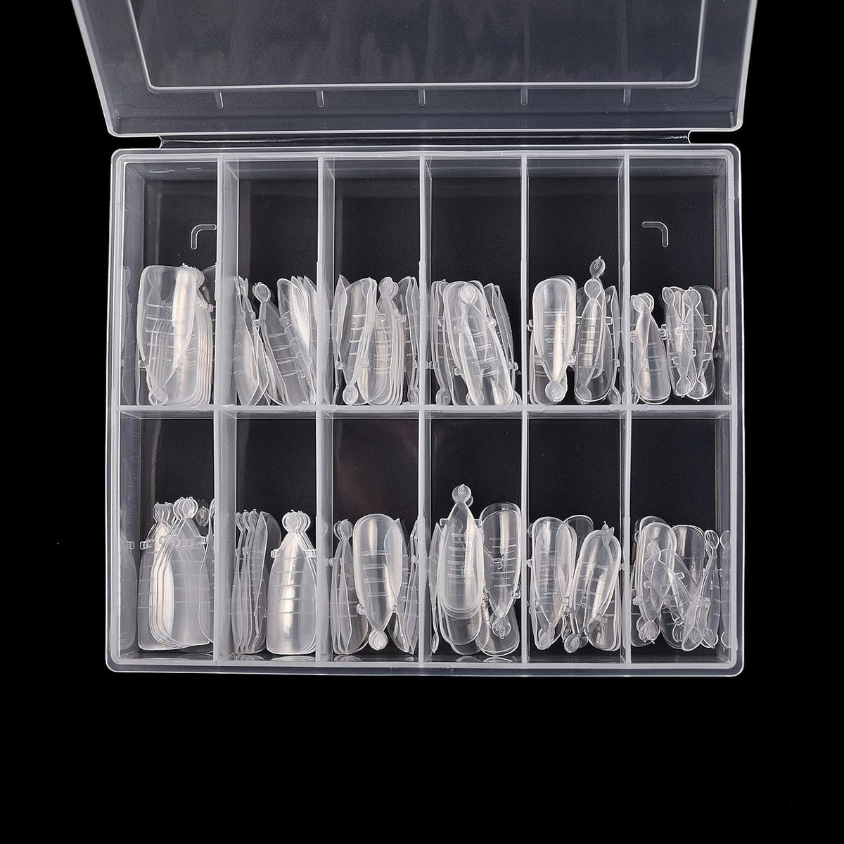 KADS 120PCS Clear Full Cover Dual Nail System Form UV Gel Acrylic Nail Art Mold Artificial Nail Tips with Scale for Extension (MODEL 9)