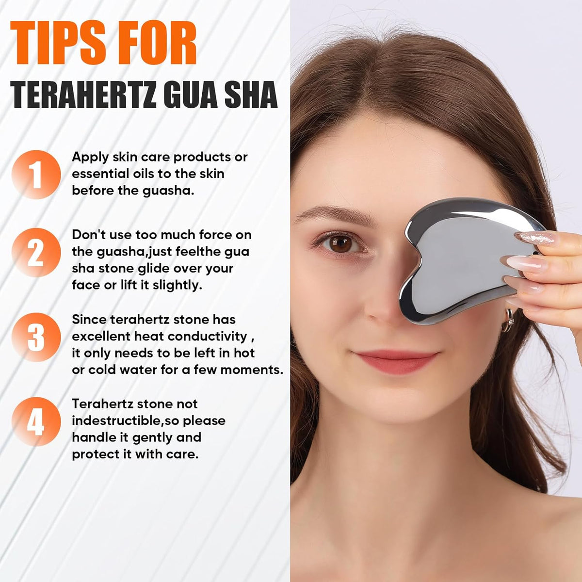Terahertz Gua Sha Facial Tools Stone for Enhanced Lymphatic Drainage, Reduced Puffiness, Relieved Facial Tension – 100% Natural Terahertz Stone Gua Sha