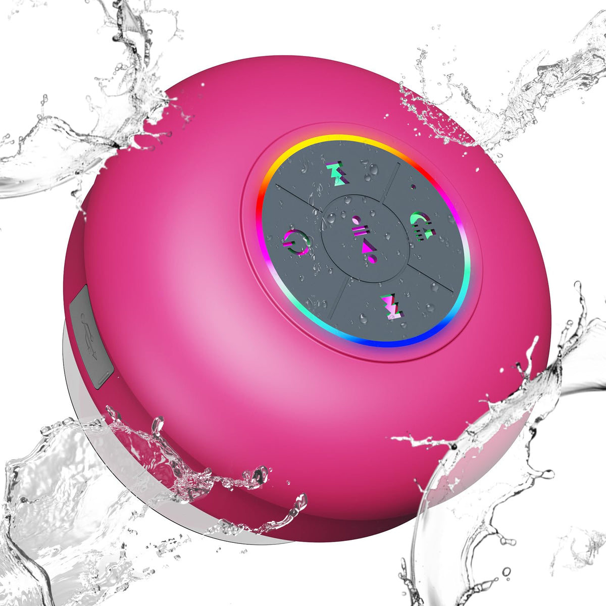 FKLBBLPM Large Suction Cup Waterproof Bluetooth Speaker LED Light Light Waterproof Bathroom Bluetooth Speaker (Pink)