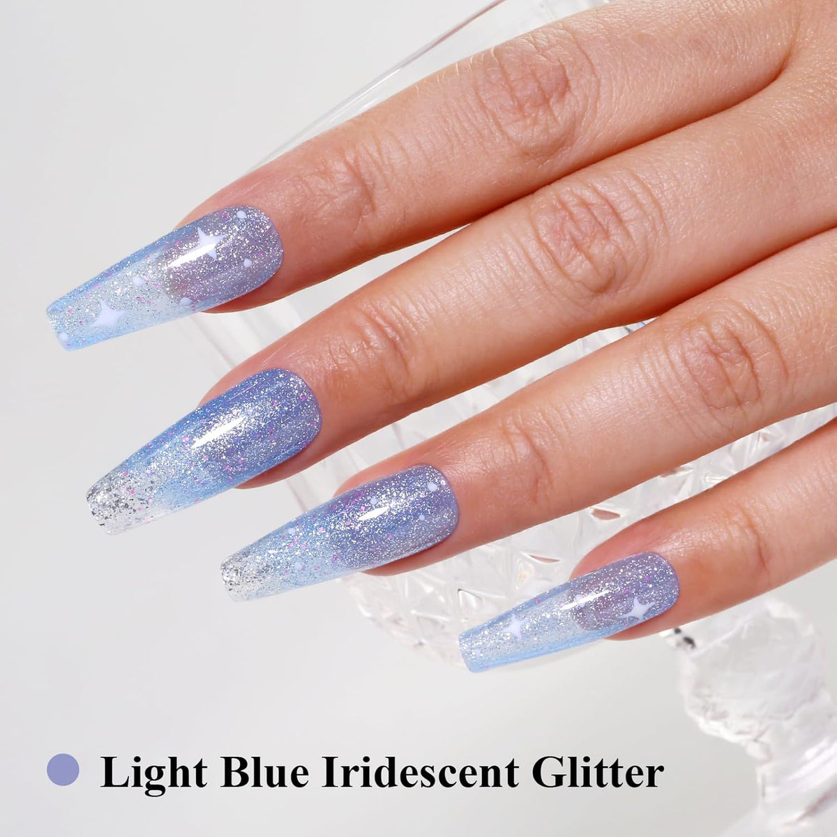 Imtiti Glitter Gel Nail Polish, Light Blue Iridescent Glitter Gel Polish Diamond Shimmer Sparkle Soak Off UV LED Nail Gel Polish Autumn Winter Gel Polish Manicure Gel Nail Kit 10ML