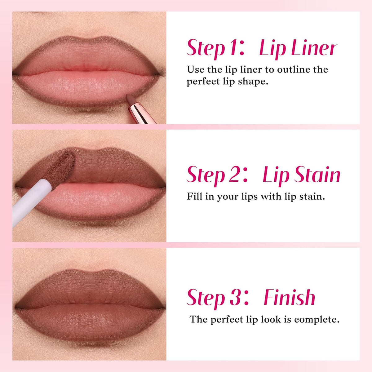 2-IN-1 Lip Liner and Lip Stain, High Pigmented Long Lasting Velvet Lip Tint, Well-Defined Lipliner, Weightless Waterproof Not Animal Tested, Matte Finish Makeup