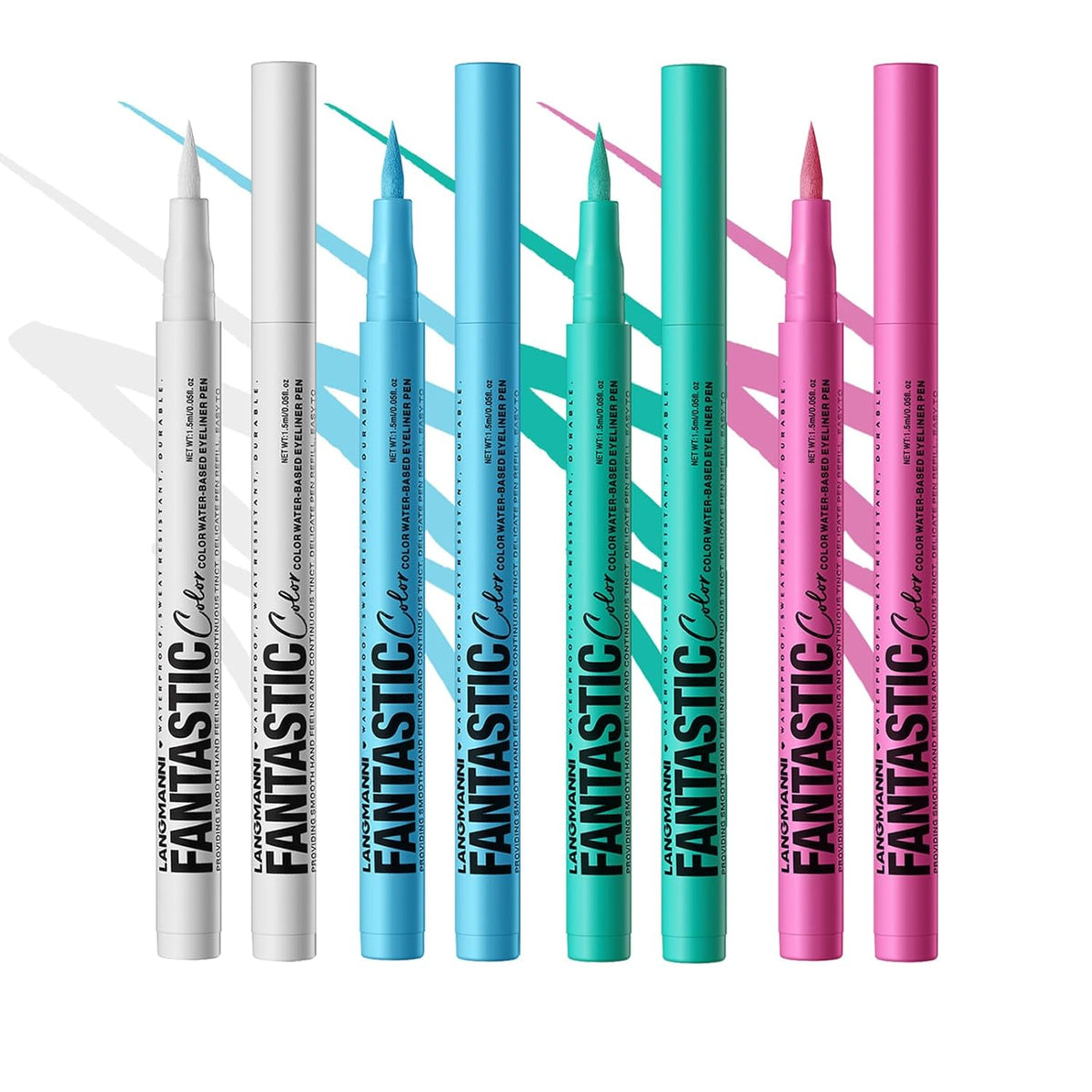LANGMANNI 4 Colors Matte Liquid Eyeliner Set, Neon Colorful Pigmented With Long-lasting, Smudgeproof & Waterproof Eye Liner Makeup for Bold & Stunning Looks - Gift for Girls(1+2+3+4)