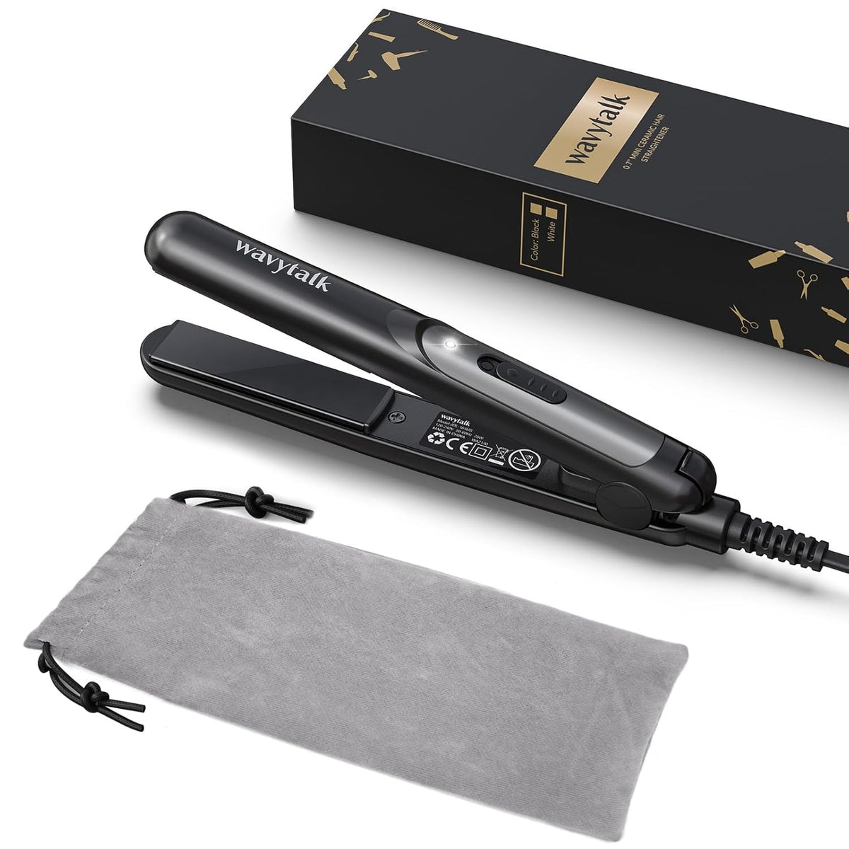 Wavytalk Mini Flat Iron 0.7 Inch Ceramic Mini Hair Straightener, Small Flat Irons for Short Hair, Curls Bangs, Dual Voltage for Travel