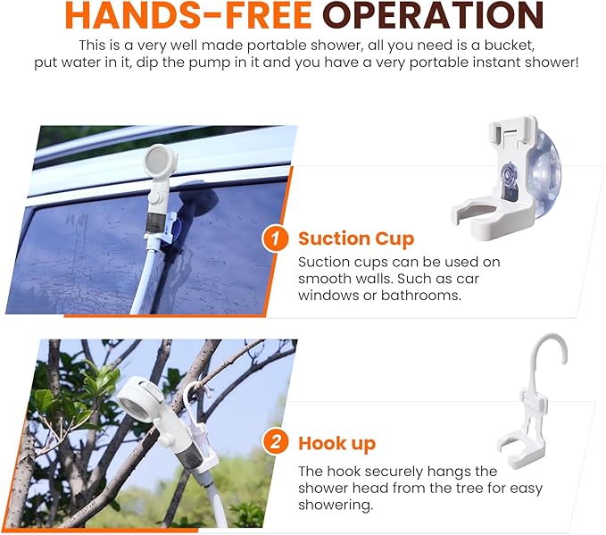 Portable Camping Shower Outdoor Camp Shower Pump,Upgrade Rechargeable Electric Shower Pump with Intelligent Digital Display Multiple Spray Modes for Camping, Hiking, Traveling,RV