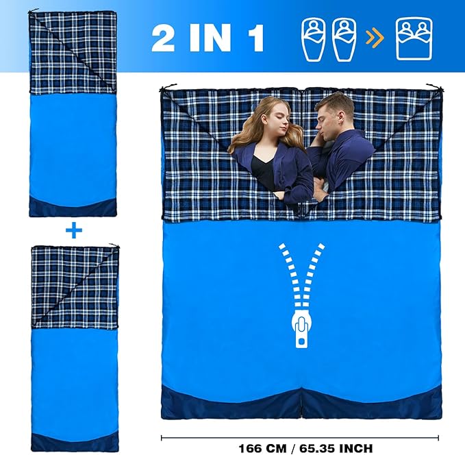 Backpacking Flannel Sleeping Bag Lightweight for Adults Hiking Ultralight Compact Sleeping Bag Portable Warm Weather Summer with Compression Sack