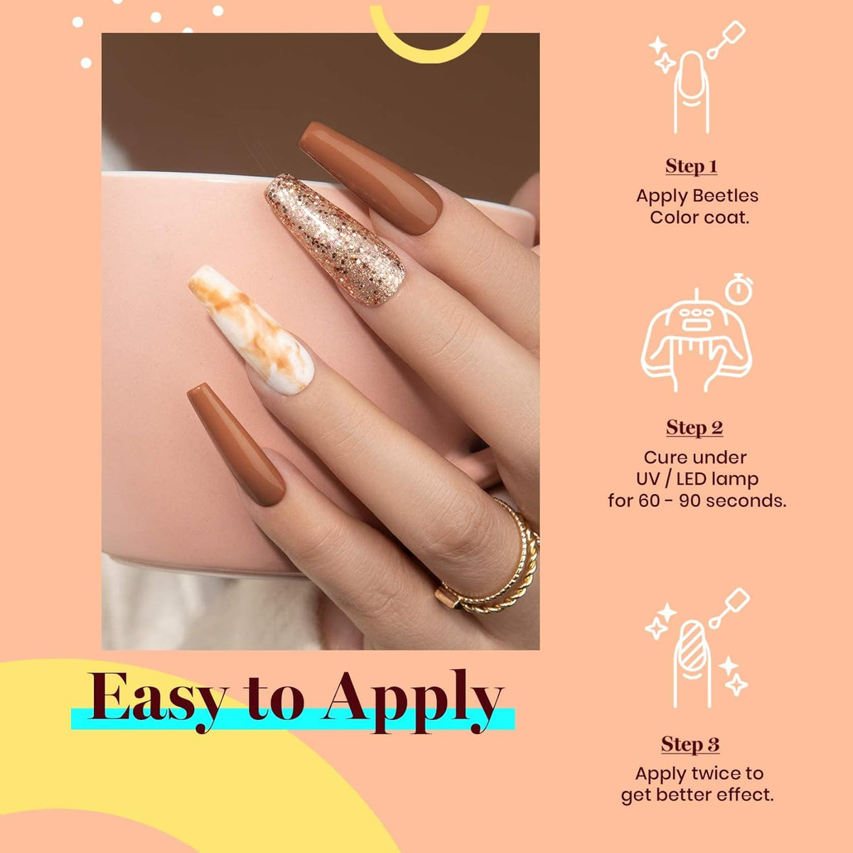 Beetles Brown Gel Nail Polish, 1Pcs 15ml Brown Fall Color Gel Polish Soak Off Nail Art Manicure Salon DIY Uv Lamp Nail Design Decoration at Home