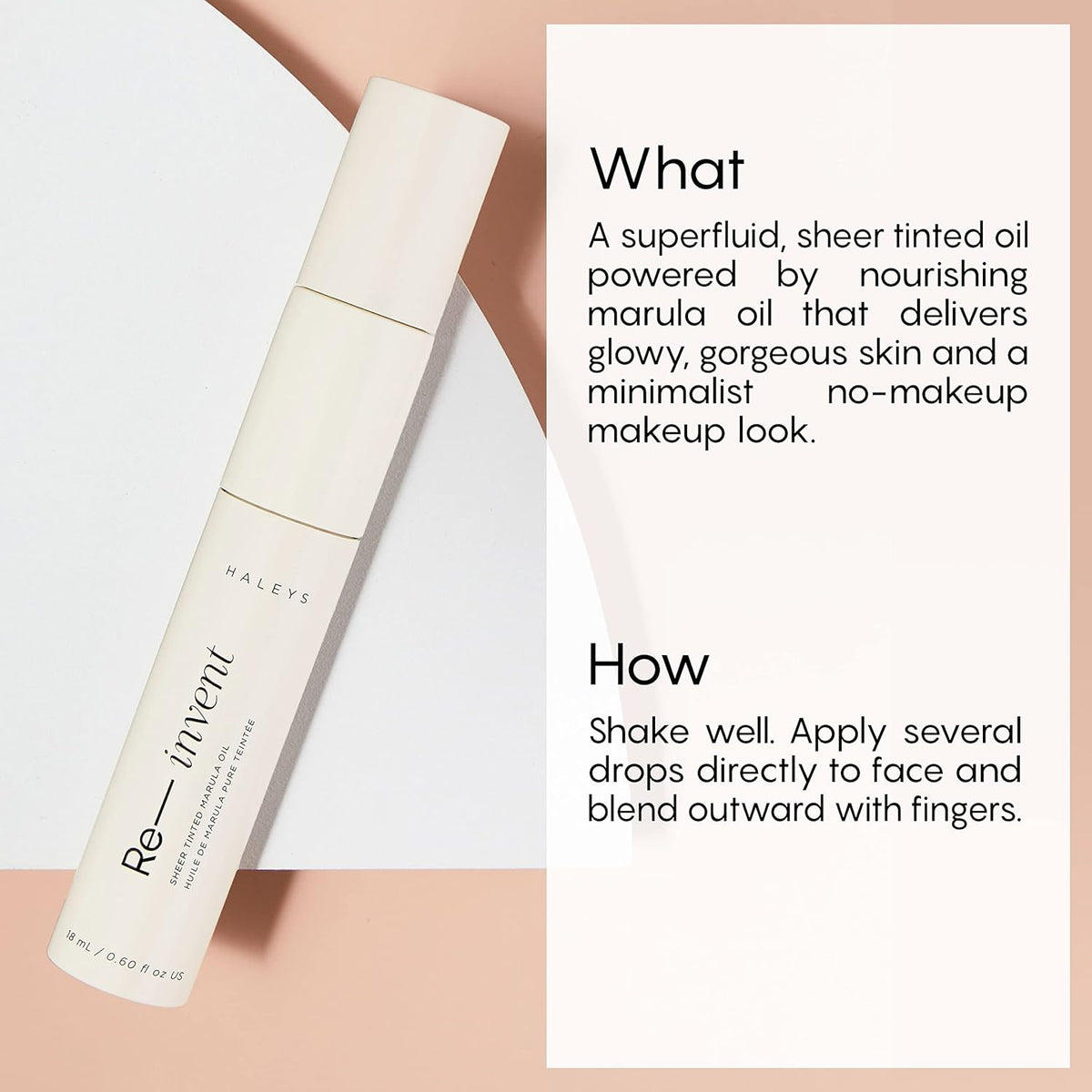 HALEYS Re-invent Sheer Tinted Marula Oil (Light Neutral), Skin Tint, Tinted BB Moisturizer, Tinted Foundation, Face Oil, Hydrate Skin, Flexible Shades, Low to Med Coverage, For All Skin Types