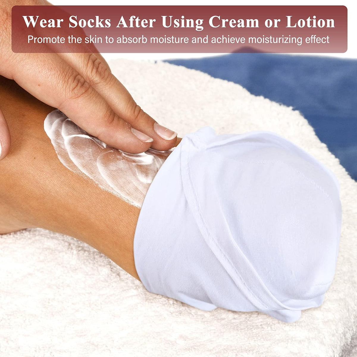 Geyoga 10 Pairs Moisturizing Socks Overnight for Dry Feet Spa Cotton Moisture Enhancing Cosmetic Socks for Women and Men, White