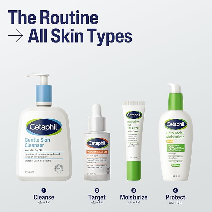 Cetaphil Vitamin C Serum, Visibly Reduces Look of Dark Spots and Hyperpigmentation, Formulated with Niacinamide, Designed for Sensitive Skin, Fragrance Free, Dermatologist Tested, 1oz