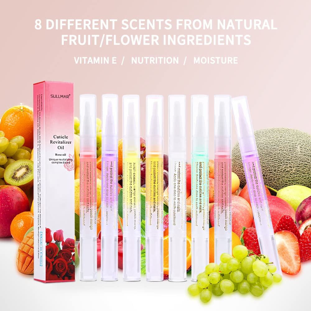 8Pcs Nail Cuticle Oils Nail Nutrition Oil Pen Nail Nourishment Pens 8 Smell Cuticle Nourish Skin Nail Care (8pcs)