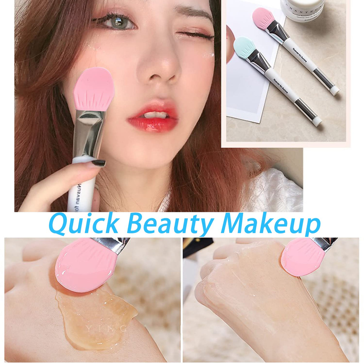 Makeup Spatula,Korean Spatula Makeup Stainless Steel Makeup Spatula and Palette Set,Professional Foundation Spatula Facial Cosmetic Makeup Tool (1 Cosmetic Brush+1Spatula+1 Rectangle Palette)