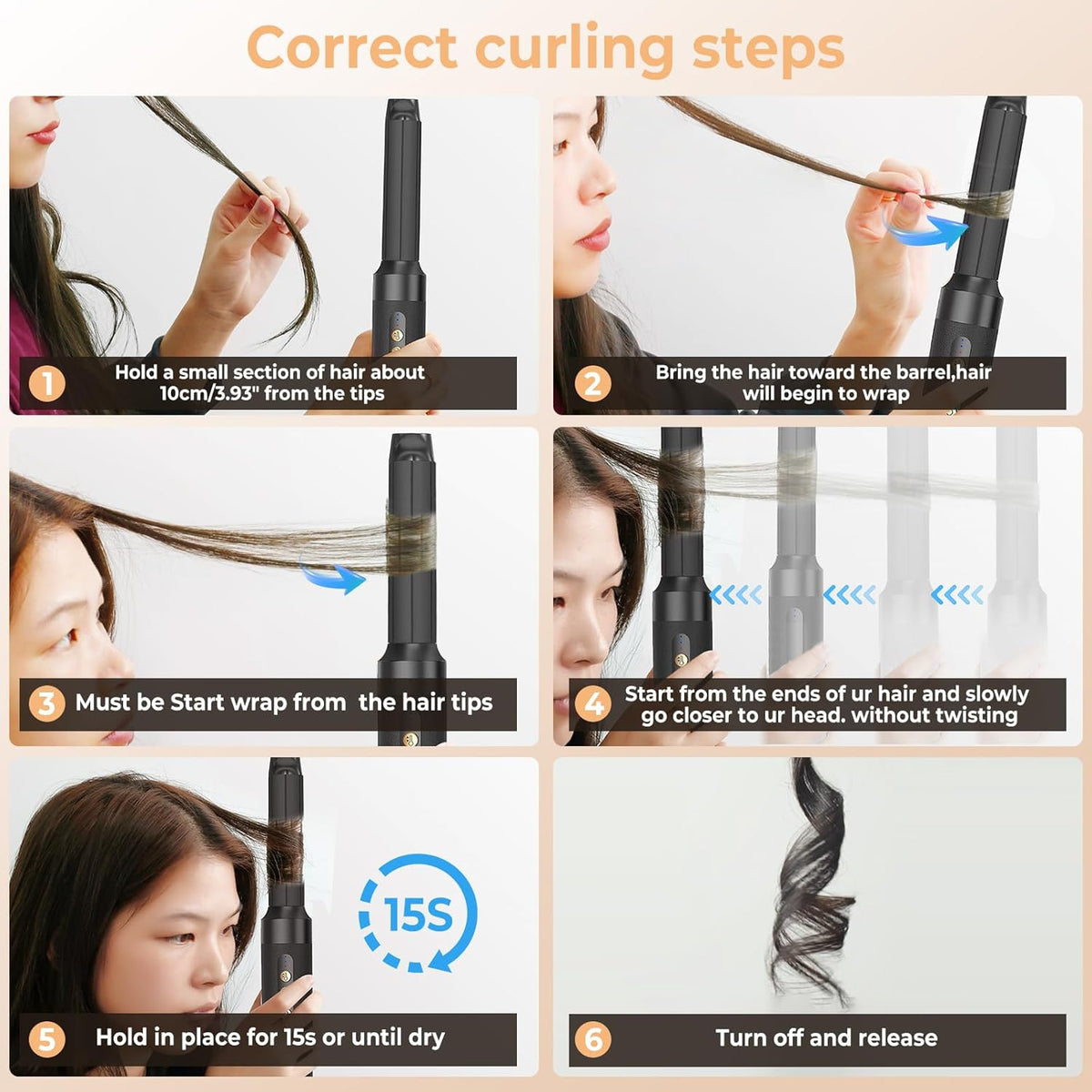 7 in ONE Hair Dryer Brush, Powerful Blow Dryer Brush with Auto- Wrap Curler, Detachable Fast Drying, Volumizing, Curling, Straightening, Ionic Hair Dryer with Diffuser, Hair Styling Tools 100-120V