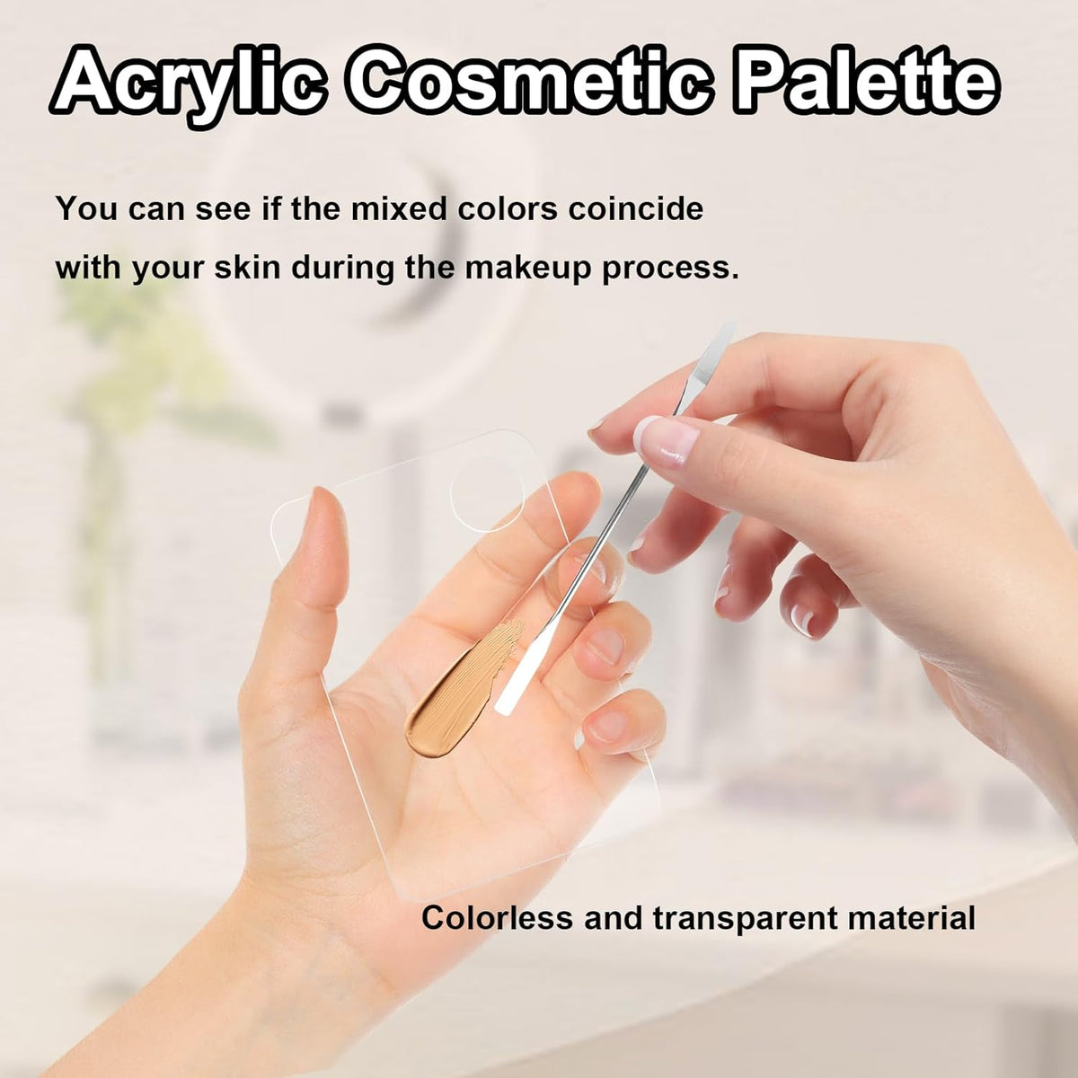 2 Pcs Acrylic Cosmetic Makeup Palette with 2 Pcs Makeup Spatula,Foundation Palette,Makeup Mixing Palette for Foundation Eye Shadow Lipsticks Nail Art