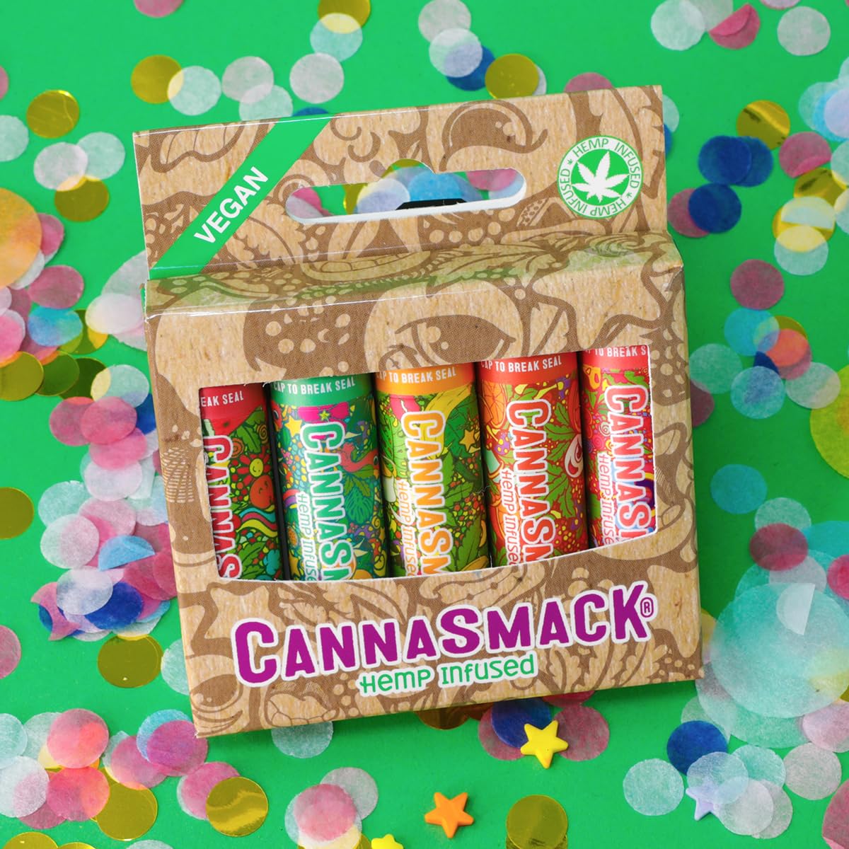 CannaSmack Vegan Hemp Lip Balm - 5 Flavors Included - Soothe, Moisturize, Hydrate, Protect, & Nourish Dry Chapped or Irritated Lips - Made with Hemp Seed Oil, Natural, & Botanical Ingredients