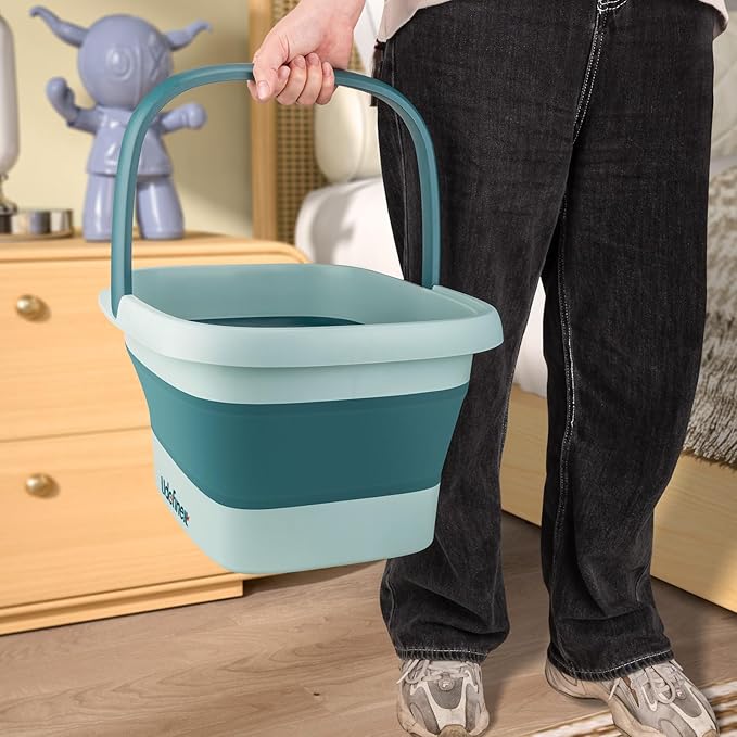 Udefineit Foot Bath Basin, Foldable & Portable Foot Soak Tub with Massage Acupoint for Foot Spa Bath, 15L/4 Gallon, Foot Massager Soaking Bath Basin Bucket for Pedicure Home Spa Treatment (Green)