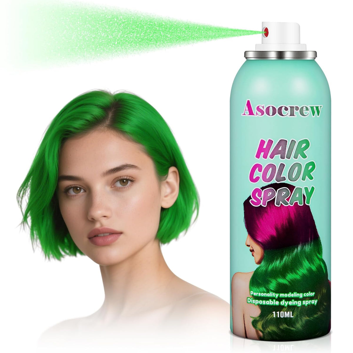 Green Hair Spray,Hair Color Spray Dye,Temporary Hair Color Spray,Hair Wax Dye Pomades,Washable Hair Coloring Natural Hair Strong Style Gel Cream Hair Dye for Party,Hollowen,Cosplay(Green)