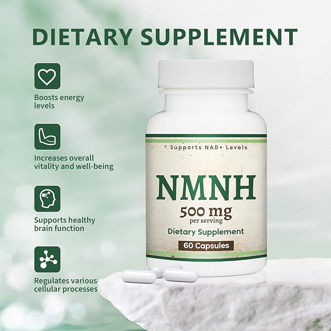 NMNH (NMN Supplement) (Dihydronicotinamide Mononucleotide) 500mg Per Serving, 60 Count (30 Servings), NAD Supplement to Boost NAD+ Levels (Gluten Free, Non-GMO)