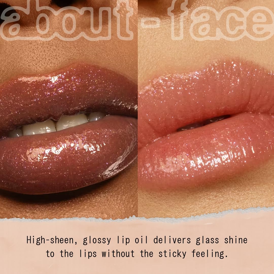 about-face Light Lock Lip Gloss it's Not You, It's Me – Non-Sticky, High-Shine Lip Oil Gloss with Coconut Oil, Peppermint & Lavender – Vegan, Cruelty-Free, Clean Beauty – 0.21 oz (Pink Sparkle)