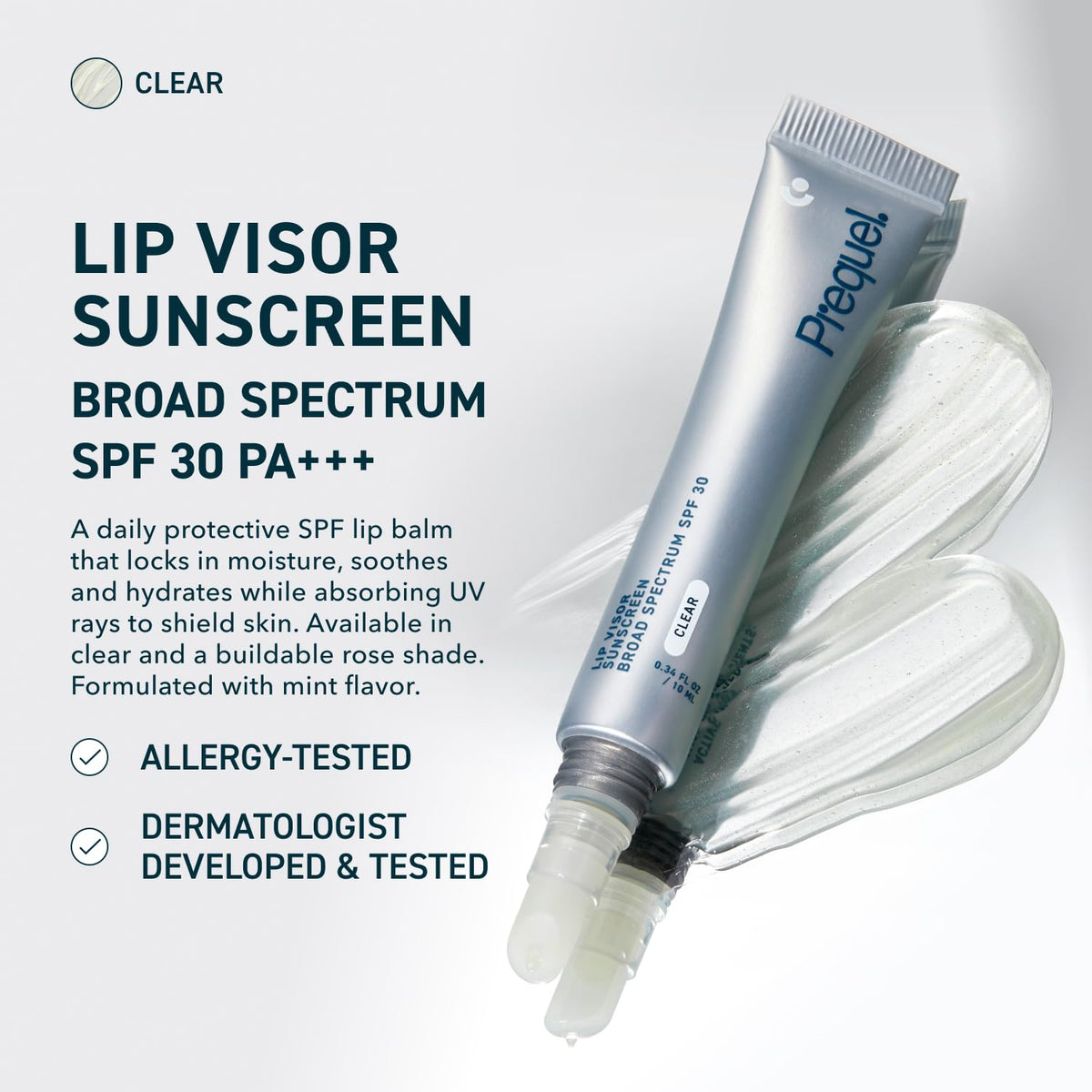 Skin Lip Visor, Clear Lip Balm with SPF 30 PA+++. Mint Flavored with Non-Sticky Finish – Moisturizing Semi Gloss Balm Sunscreen for Daily Use - 2 Pack