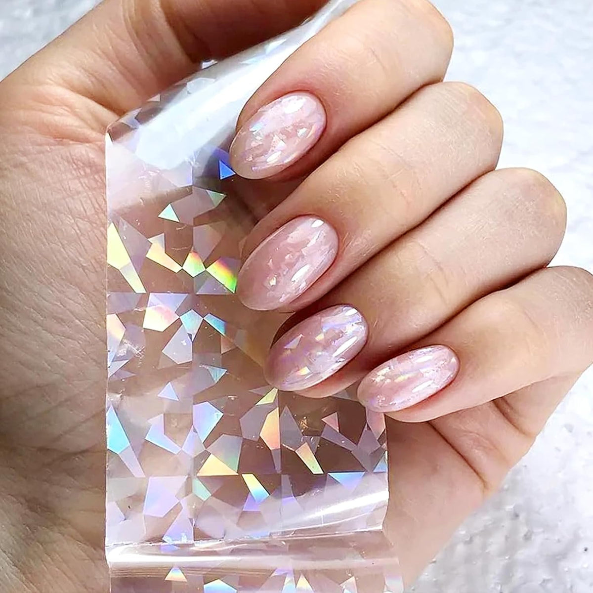 10 Sheets Holographic Nail Art Foil Transfer Stickers - Metallic Color Print Nail Decals 3D Self-Adhesive Stickers DIY Manicure Decoration Kit