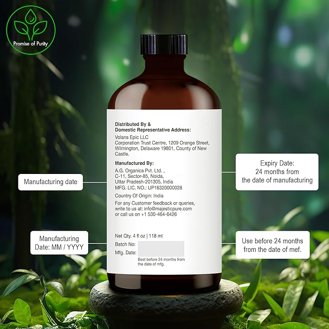 MAJESTIC PURE Tea Tree Essential Oil | 100% Pure and Natural Oil | Therapeutic Grade Essential Oils for Hair Care, Home Diffusers, Skin, Aromatherapy, Massage and Humidifiers | 4 Fl Oz