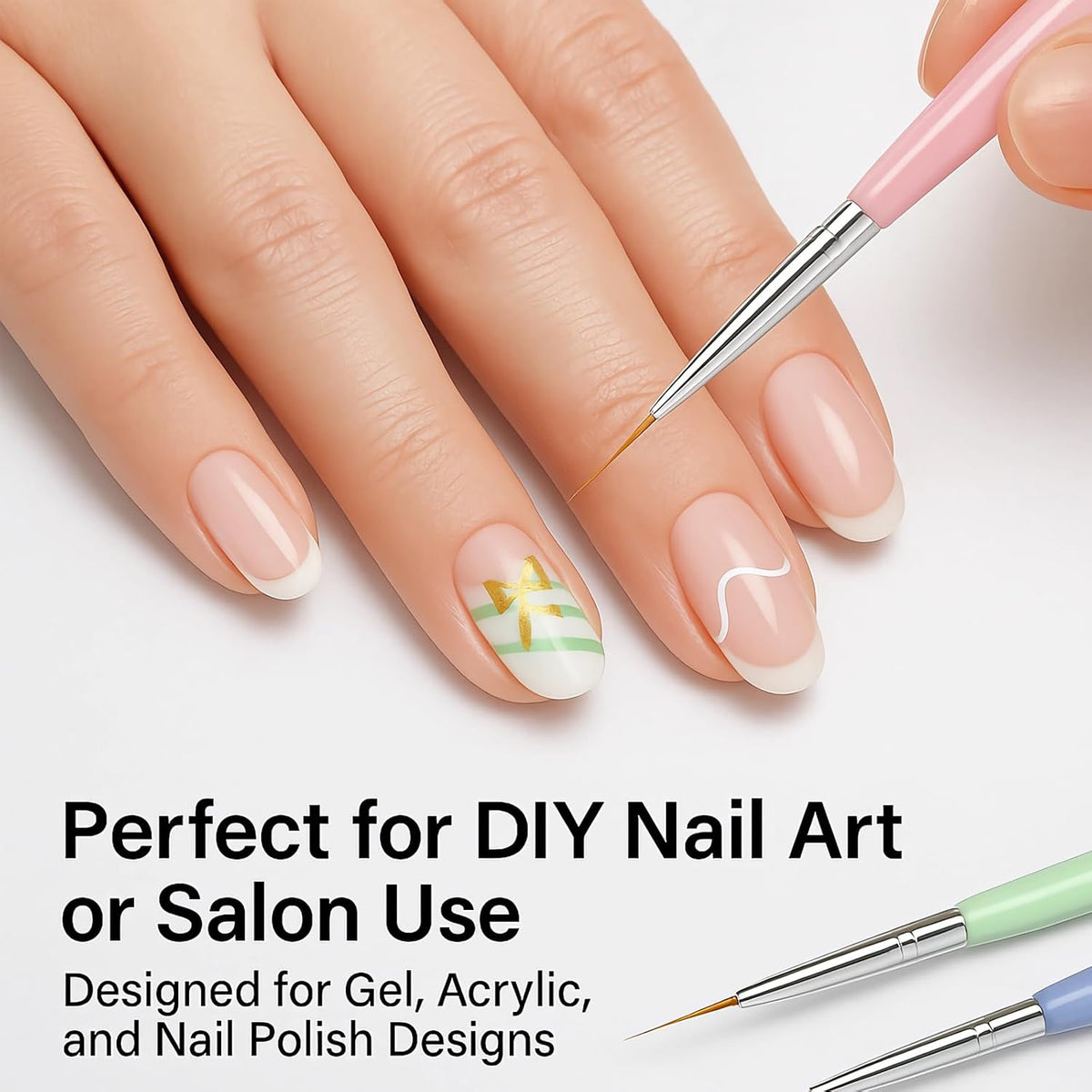 Gel Polish Nail Art Brushes, 6 Pcs Dual-Ended Art Design Pens with Case for Gel & Acrylic - Clean Up, Dotting, Liner, French Tip Tools for Nail Design, Extension & Manicure, DIY Kit Gift for Women