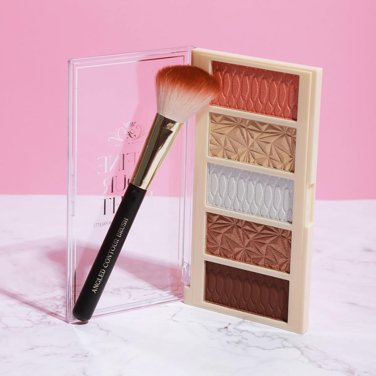 Paris Hilton Define Your Light Set - Blendable Highlighter Makeup with Vibrant Blush, Bronzer and Contour Palette - Makeup Palette with Brush - 1 pc