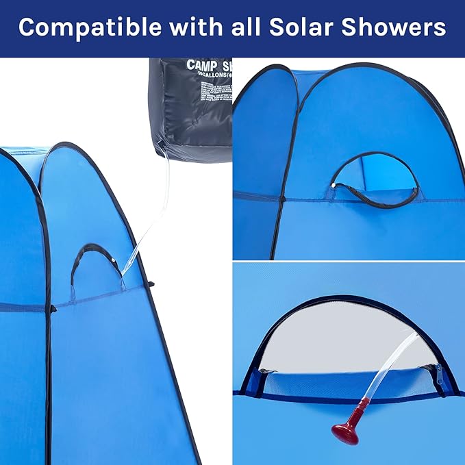 WolfWise Portable Pop Up Privacy Shower Tent, Spacious Changing Room, Dressing Room, Sun Sunshade Canopy Outdoor Rain Shelter, Backpack Privacy Shelters for Camping, Hiking, Beach, Toilet, Blue