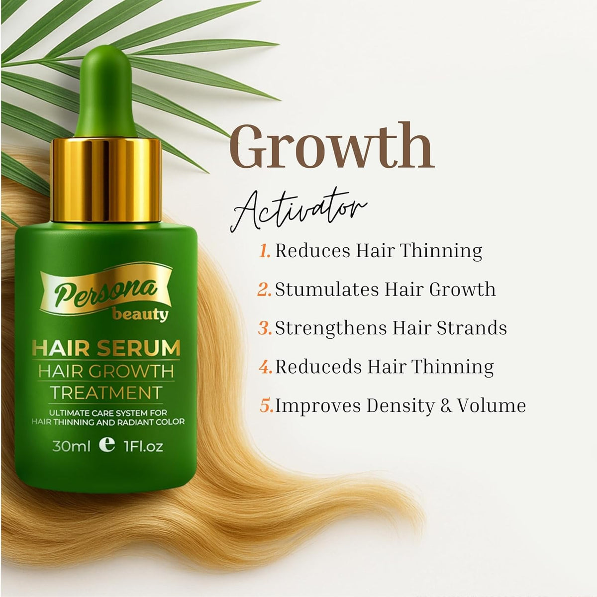 Hair Growth Serum – Biotin-Infused Formula for Thicker, Fuller Hair – Stimulates Follicles, Reduces Hair Loss – Natural Treatment for Men & Women – 30ml