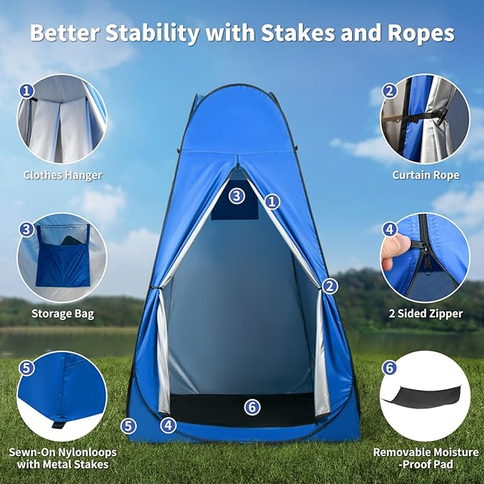 Pop Up Privacy Shower Tent, Outdoor Portable Changing Tent Camping for Camping Beach Toilet Shower Bathroom Changing Room Sun Shelter with Window with Carry Bag