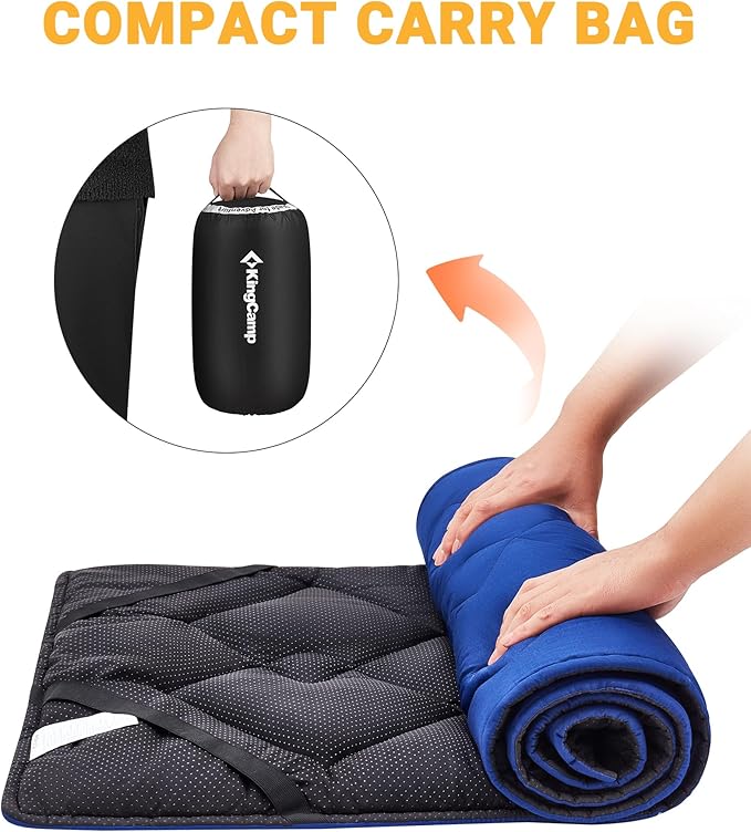 KingCamp Cot Pad Topper for Camping, Soft Warm Non-Slip Cot Mattress, Comfortable Lightweight Sleeping Mat for Outdoor & Indoor, Picnic, Hiking, Backpacking, Yoga