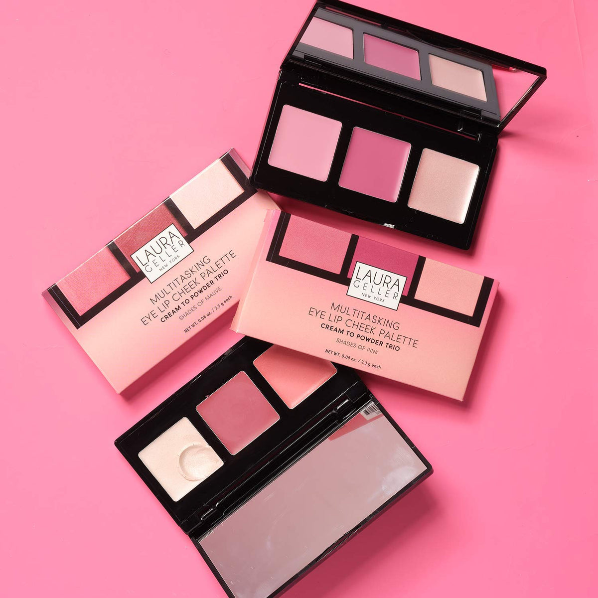 LAURA GELLER NEW YORK Multitasking Eye Lip Cheek Palette Cream to Powder Trio, Mauves