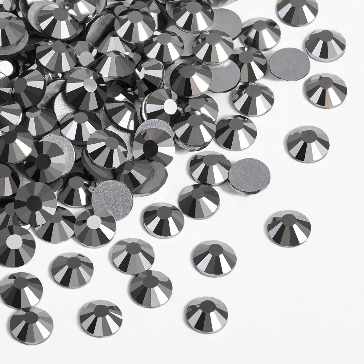 Beadsland 1440 Pieces Flat Back Crystal Rhinestones Round Gems,Hematite,SS10,2.7-2.9mm