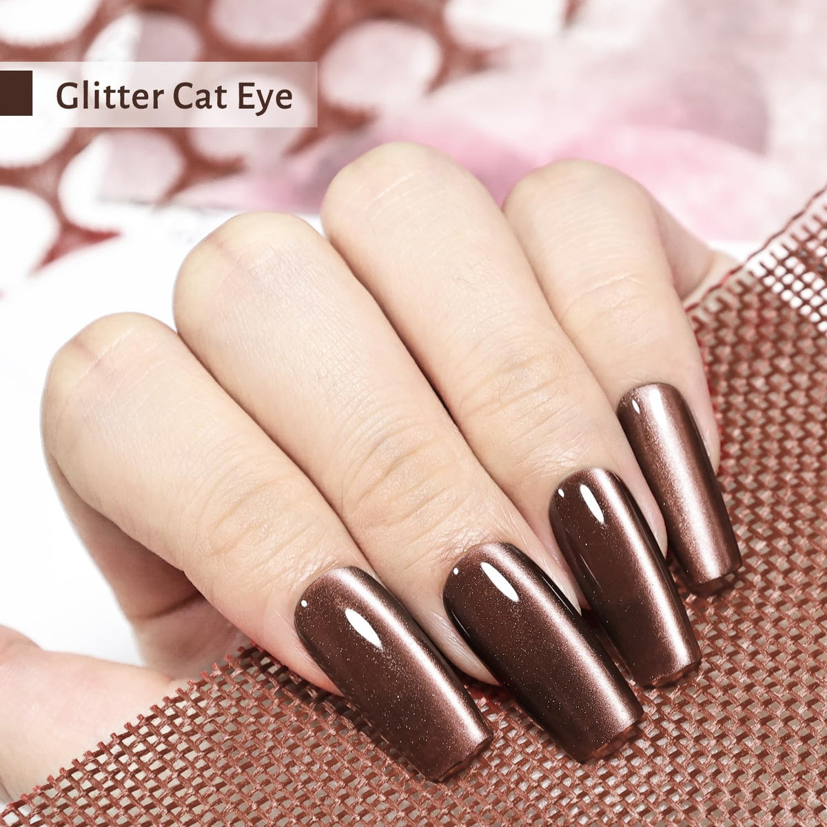 JODSONE 16.5ml Cat Eye Gel Nail Polish Dark Brown Glitter Magnetic Reflective Translucent Need U V Curing Salon Gift for Girl Women