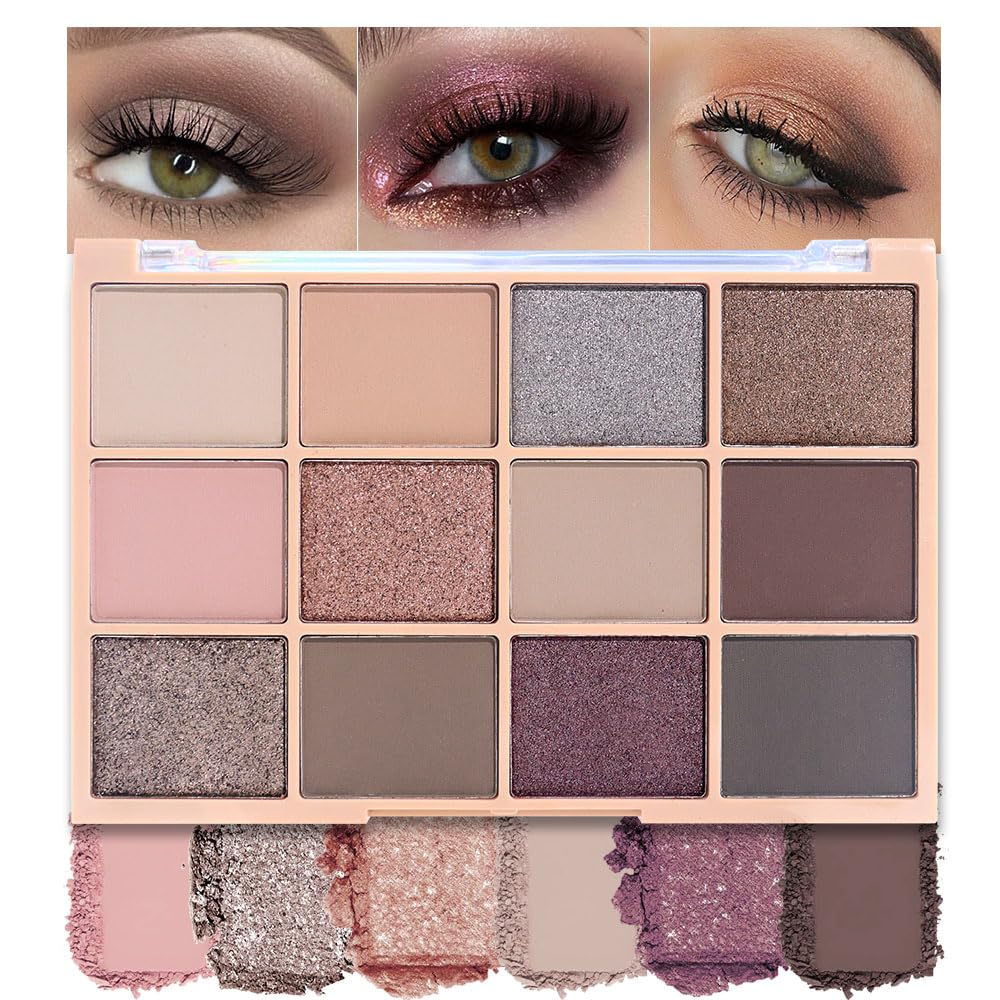 Eye Shadow Palette,Nude Silver Gray Cream Eyeshadow Makeup Pallets for Women Natural Eyeshadows for Eyes Long Lasting Naturing-Looking