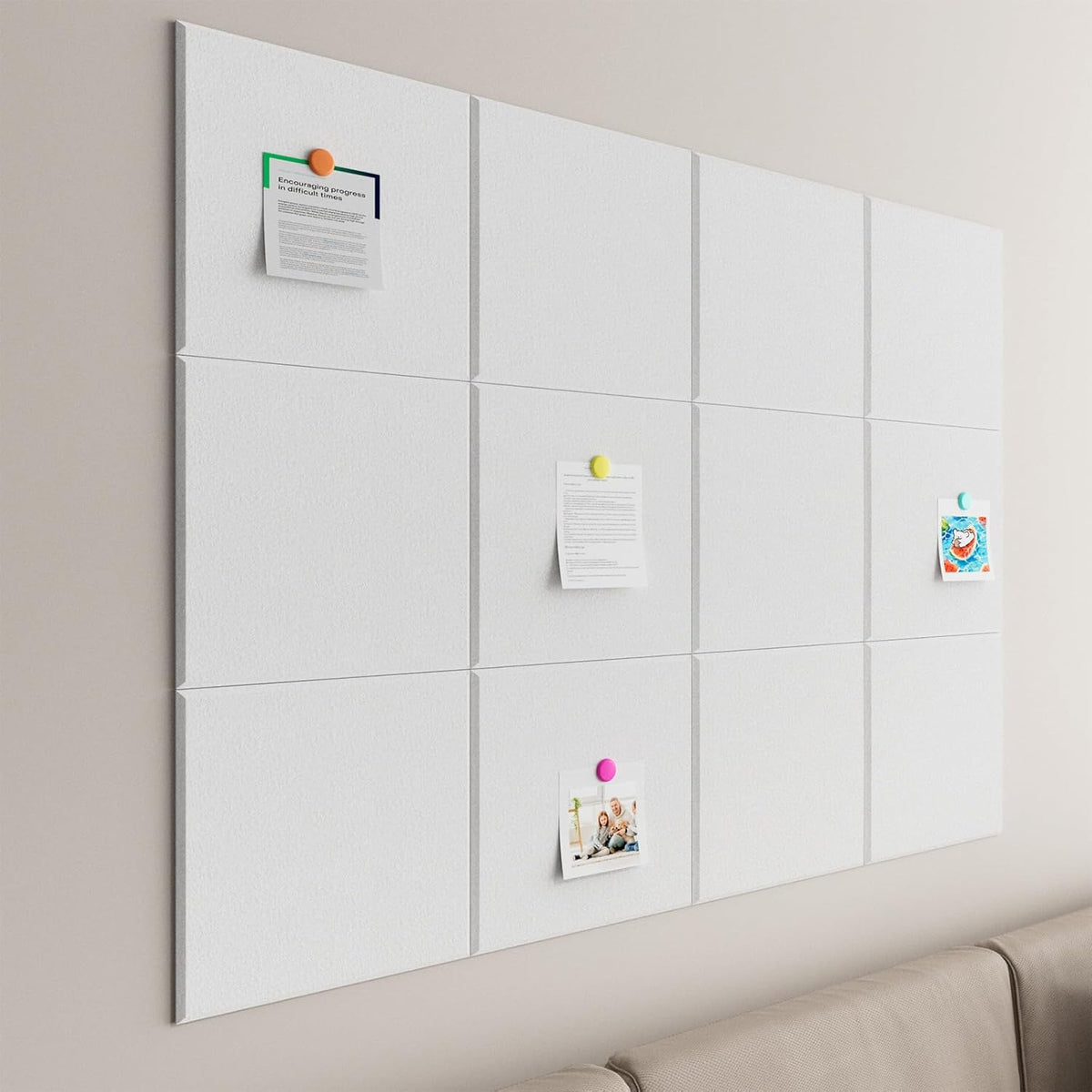 Large Cork Boards for Walls – 48 x 36 Self Adhesive Felt Wall Tiles, Ideal for Office Wall Organizing Bulletin Board, Easy to Install Cork Boards Felt Board