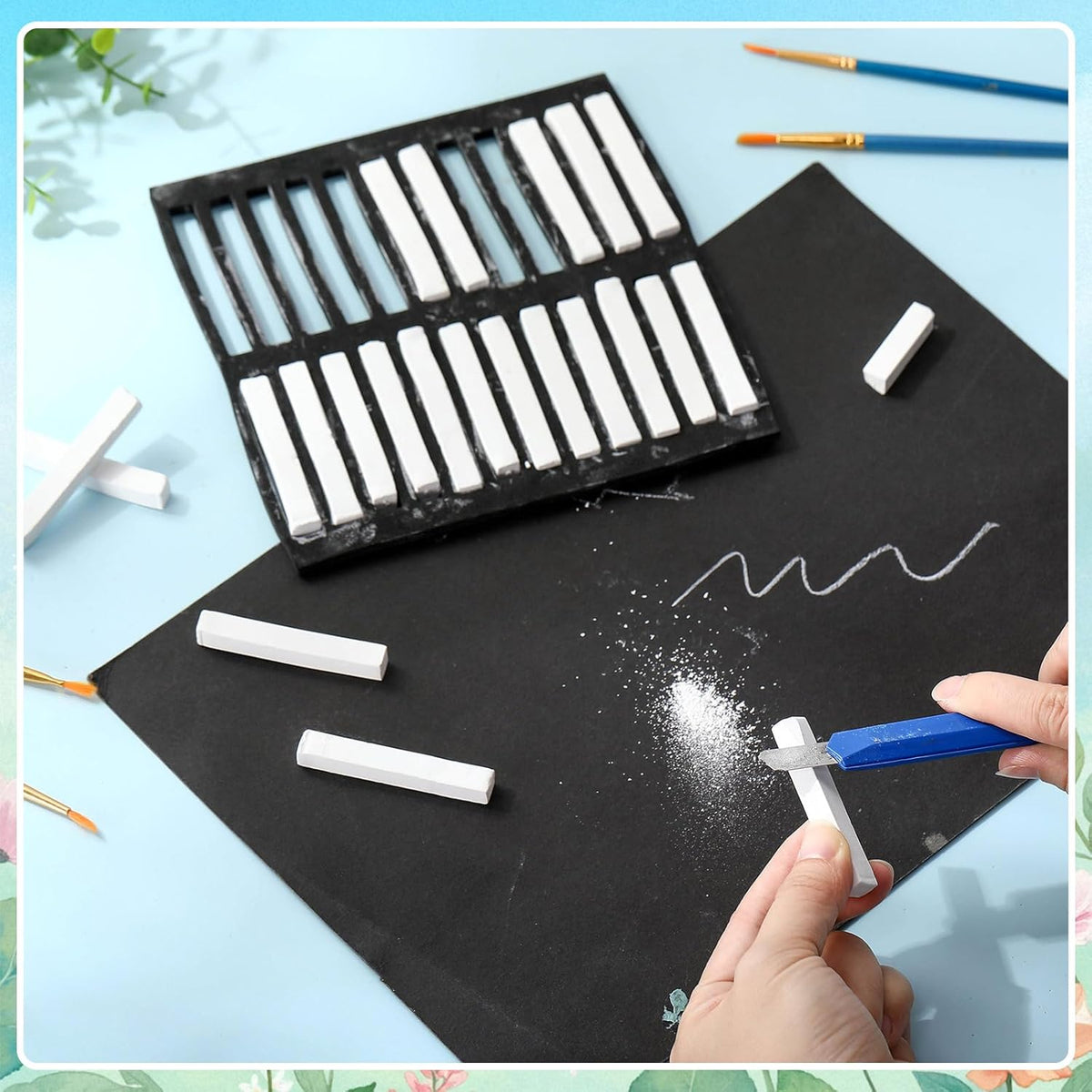 48 Pcs Soft Chalk Pastels Set Soft Pastel for Artists Square Sketch Chalk Non-toxic Artist Pastel Sticks for Professional Artists Students and Art Lovers(White)