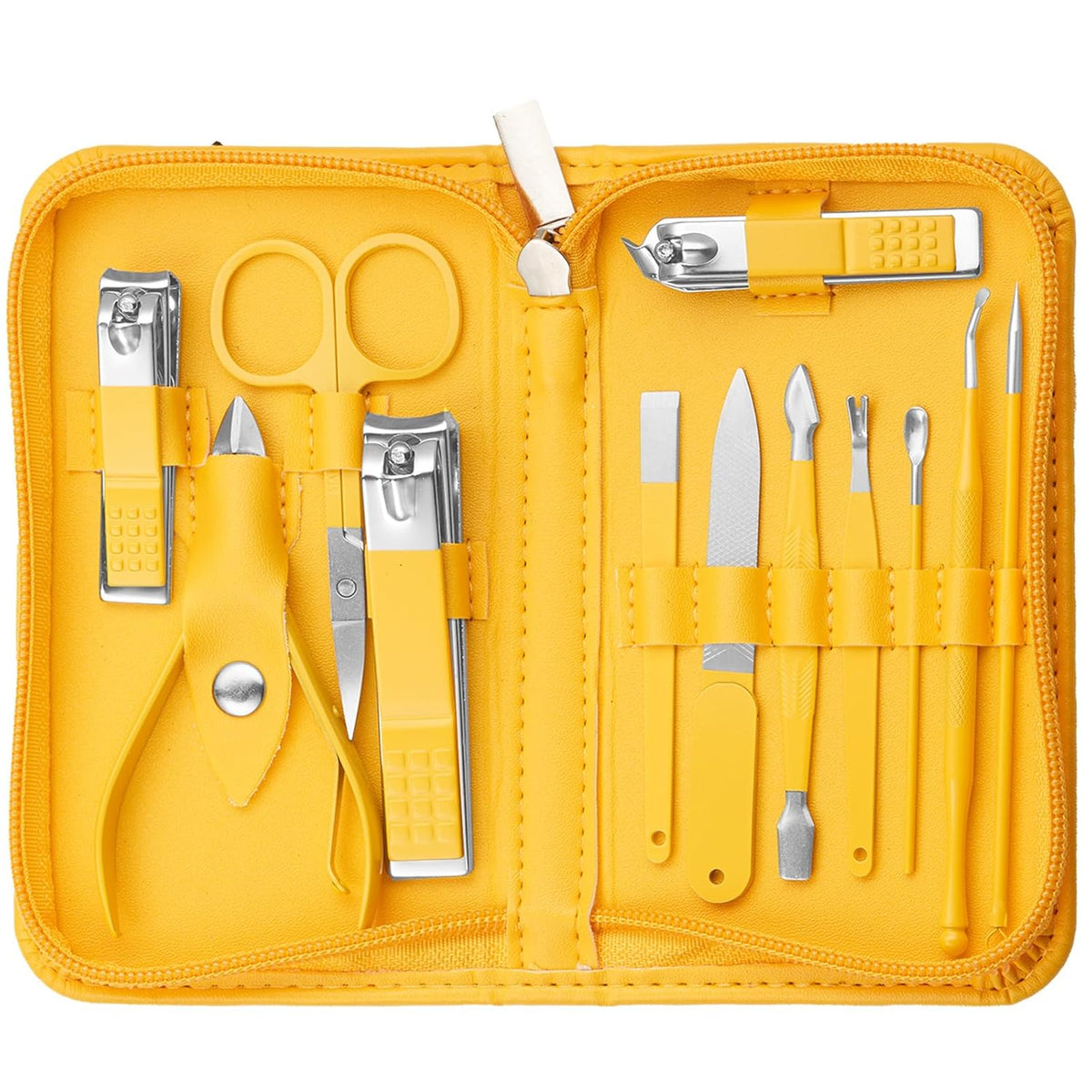 Nail Kit, Manicure Kit, Nail Care Kit for Women, Manicure Pedicure Set, Nail Clippers Toenail Clippers Kit, Professional Manicure Kit Pedicure Kit, Yellow Travel Case, Set of 12.