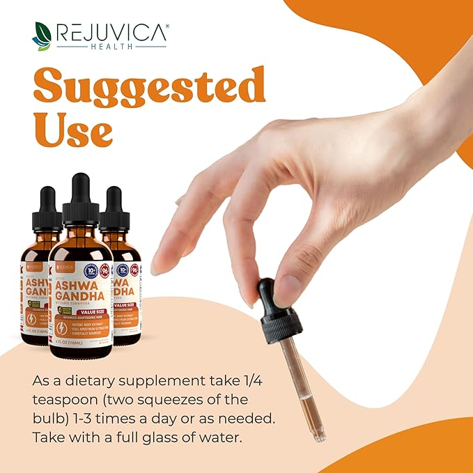 Rejuvica Health Active Ashwagandha - Advanced Liquid Supplement - Withania Somnifera Extract - Ashwagandha Roots Only - Naturally Occurring Withanolides