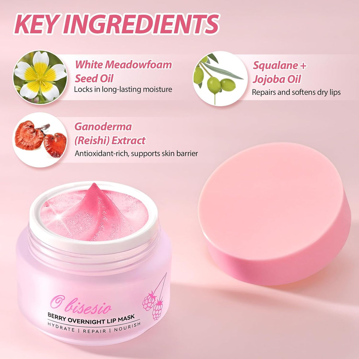 Lip Sleeping Mask,Moisturizing Lip Balm Containing Squalane and Jojoba Oil,Lip Care Cream That Provides Long-Lasting Moisture and Deep Nourishment,Fruity-Scented Lip Balm,Light and Non-Sticky.