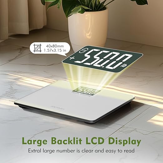550lb Scale for Body Weight with BMI Bluetooth Digital Bathroom Weighing Machine Over 500lb Work with Smart APP, Extra High Capacity Scale with Beep Sound Large LCD Display Wide Platform