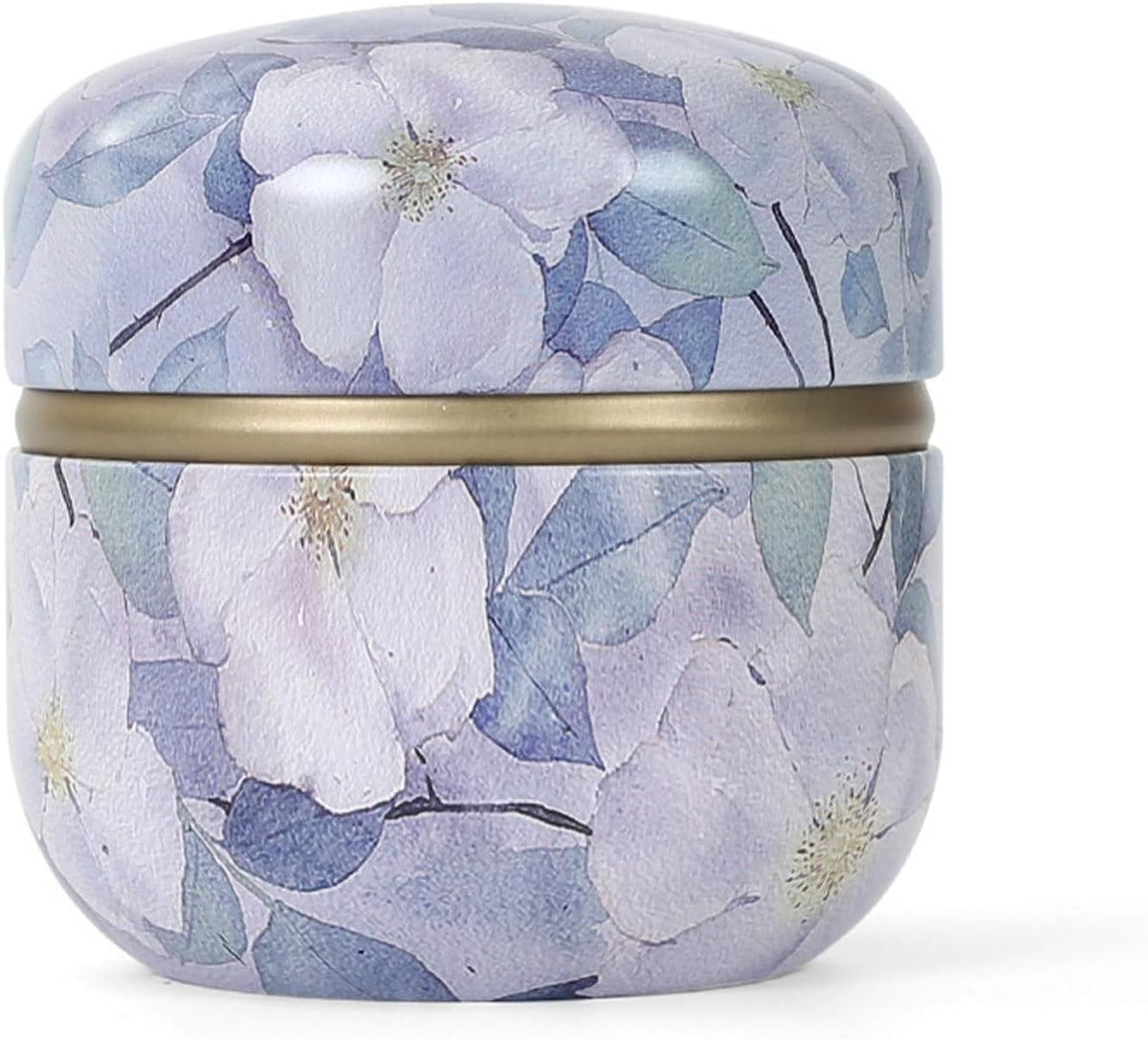 SHIMIDO Body Powder Puff and Container, 3.15" Portable Empty Powder Case Box with Lids for Baby, Women's, Travel and Home Use (Purple Flowers)