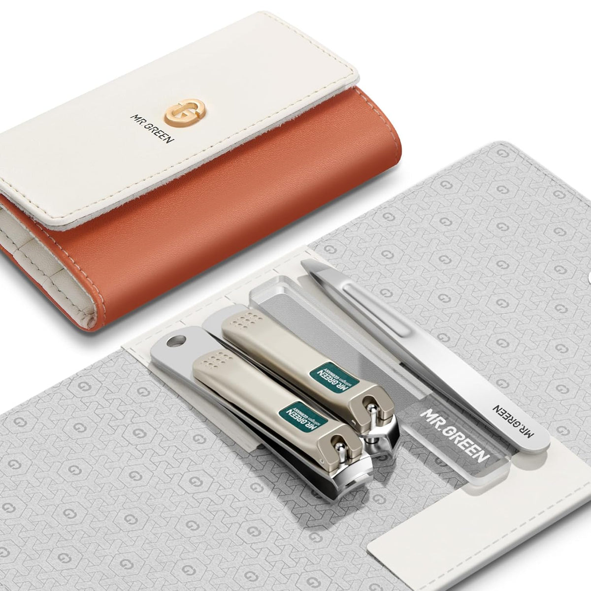 MR.GREEN Colorful Manicure Set Practical Pedicure Kits Nail Clippers Personal Care Tools Facial Hair Scissors with Fashion Case (Mr-6683 Orange)